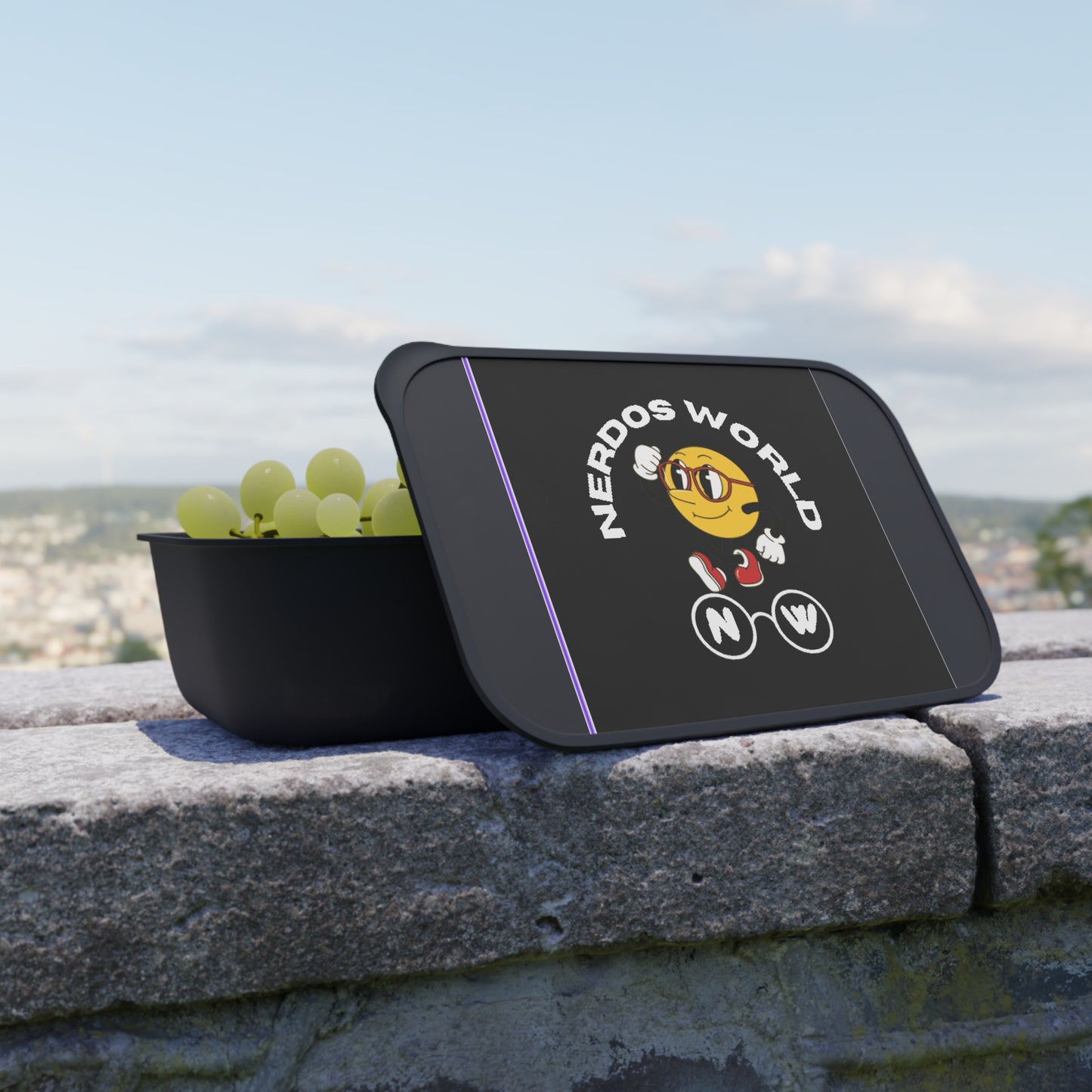 Nerdos World Bento Box with Band and Utensils
