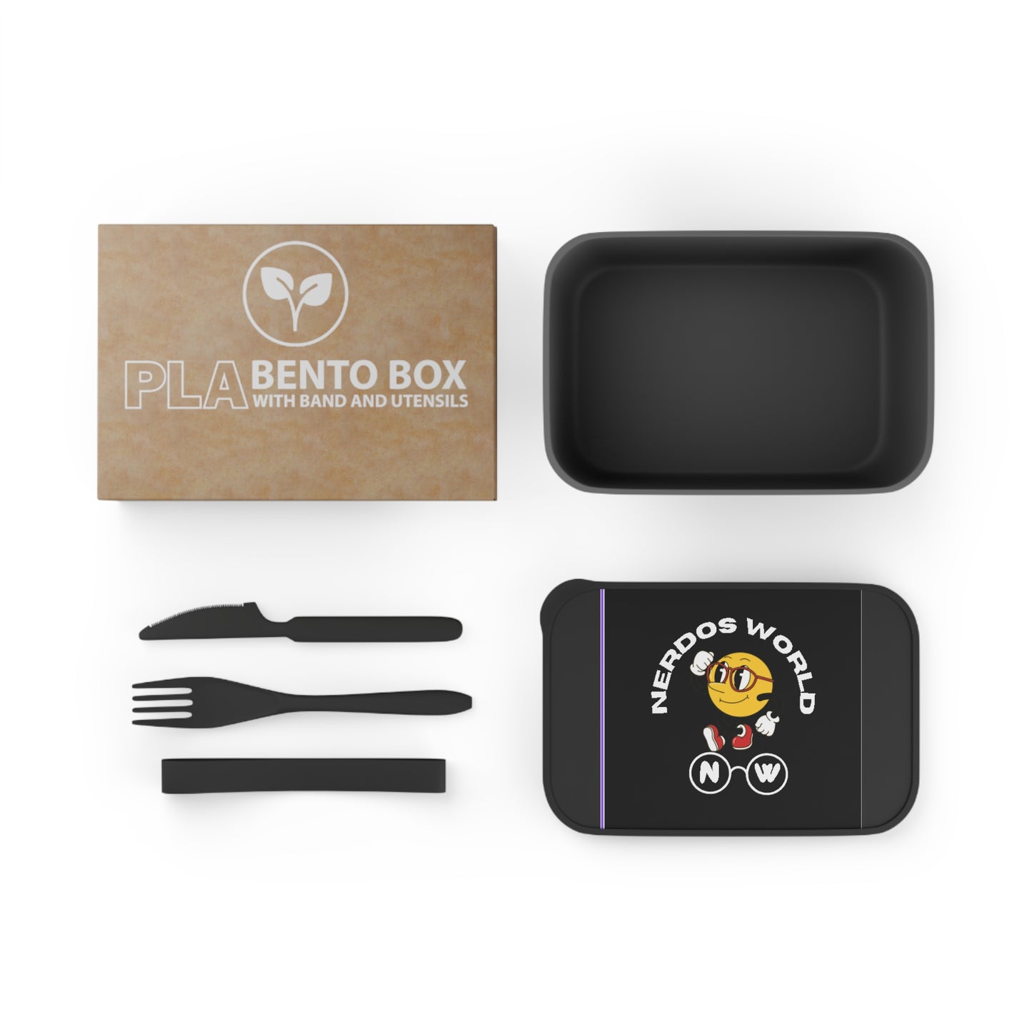 Nerdos World Bento Box with Band and Utensils