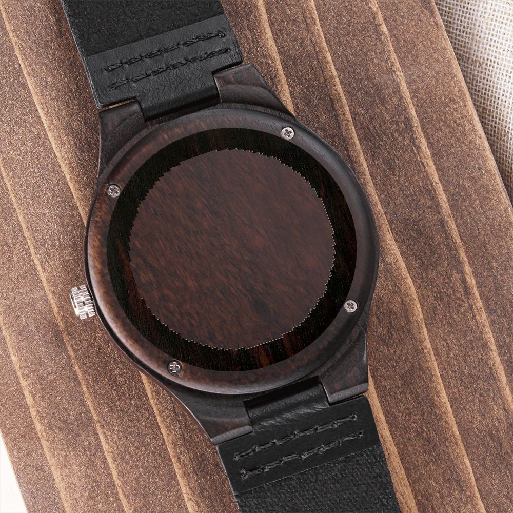 Men Engraved Wooden Elegant Watch Genuine Leather