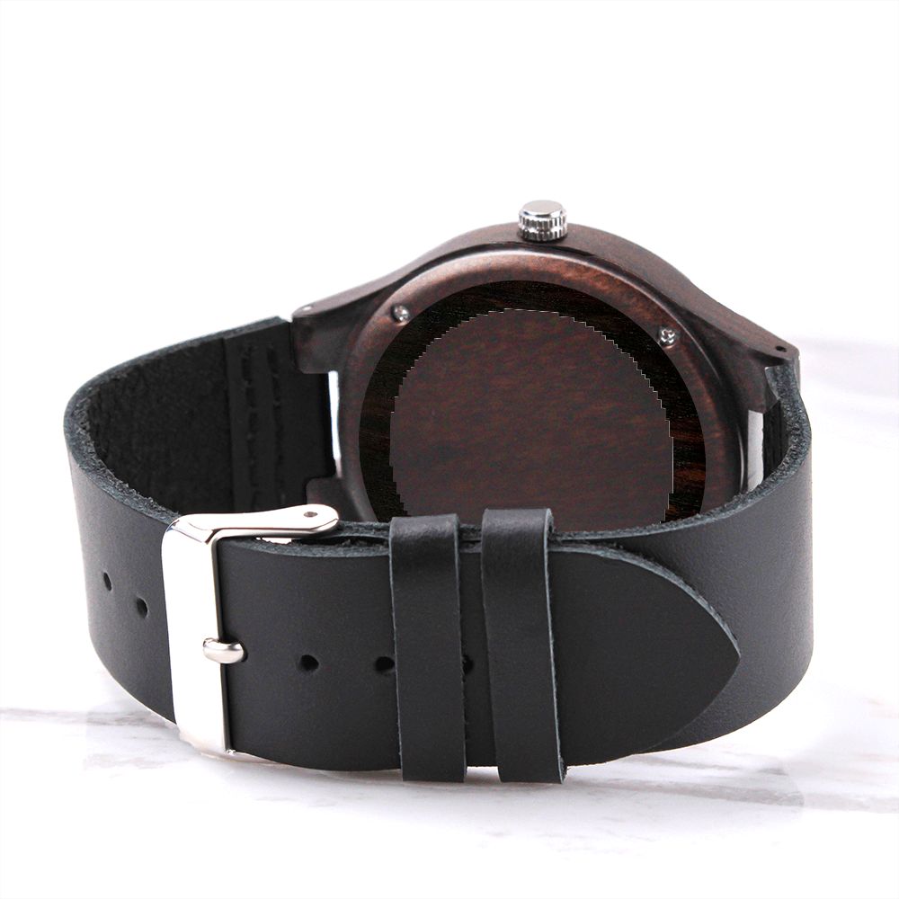 Men Engraved Wooden Elegant Watch Genuine Leather