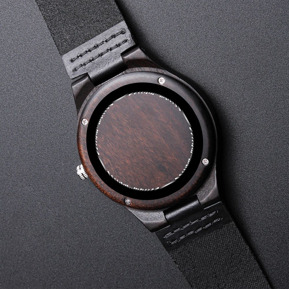 Men Engraved Wooden Elegant Watch Genuine Leather